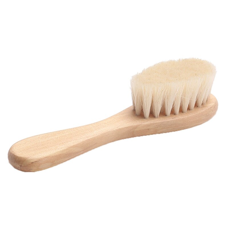 Wooden Handle Brush Baby Hair Brush Newborn Hair Brush Infant Comb Head Massager: Default Title