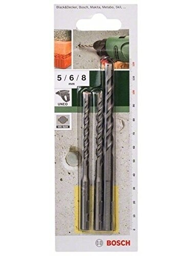 Bosch de casa y jardín Bosch 2609256908 3 Punte Calcestruzzo La ONUMA... SDS-rápido 5/6/8mm 0 W 0 V 3tlg (Ø de 5-8mm)