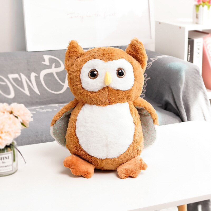 Uil Kussen Uil Pop Kussen Big-Eyed Uil Pop Flying Bird Eagle Knuffel Kussen Kinderen Verjaardag Cadeau: Brown-40cm