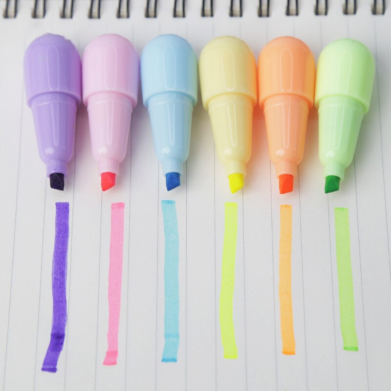 6 stk/lot highlighter sopp og aubergine highlighter tusj farge penner skrivesaker kontor skolerekvisita
