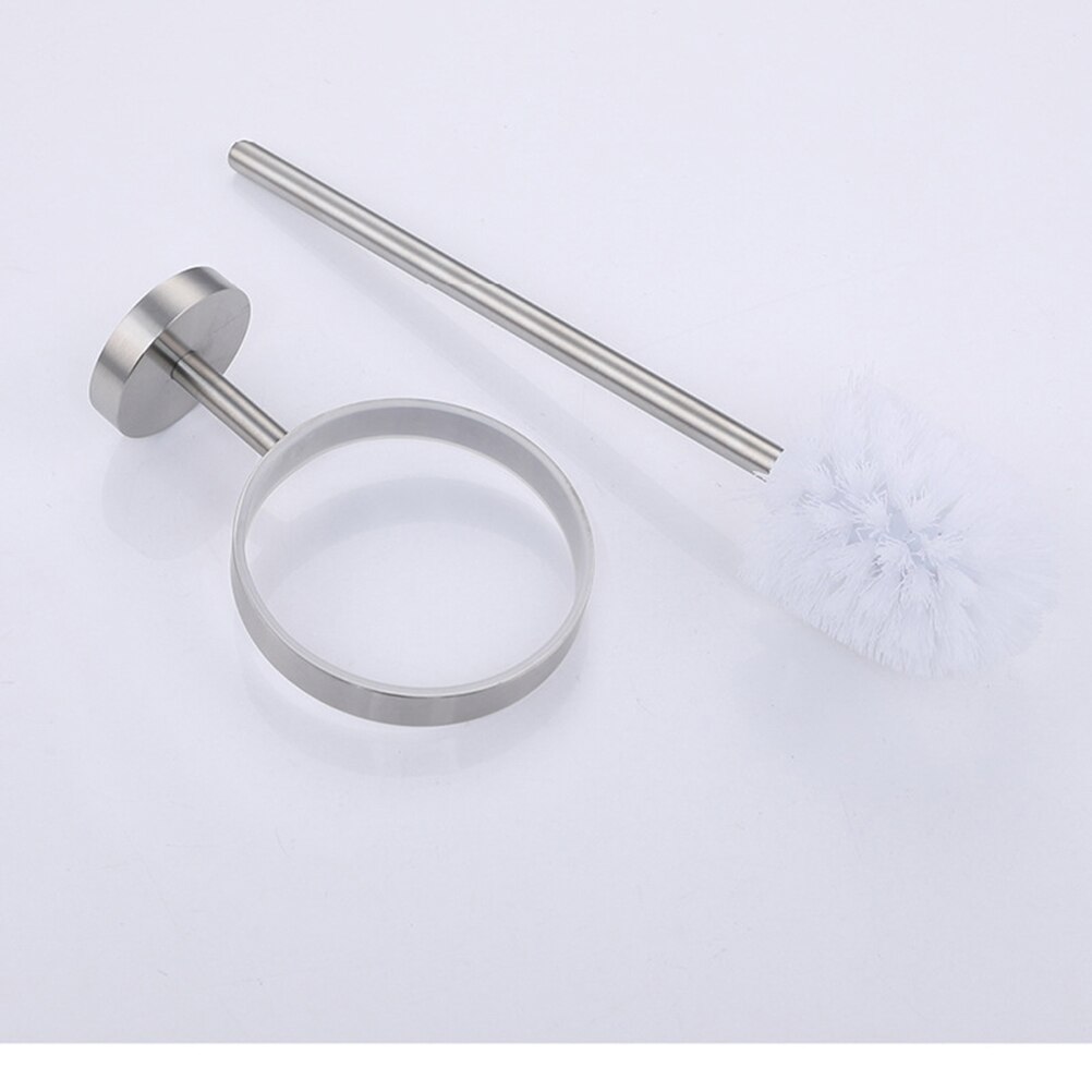 1 Set Toilet Brush and Holder Wall Mounted Glass Holder Stainless Steel Handle for Closestool Restroom Bathroom
