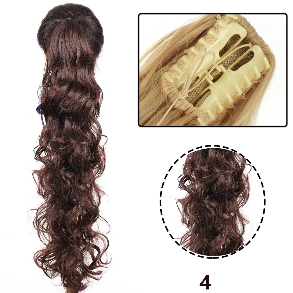 SEEANO Synthetic Claw Clip Ponytail Hair Extension Big Wave Ponytail Hair Extension Ladies Ponytail Wig Yellow Black Brown: #35