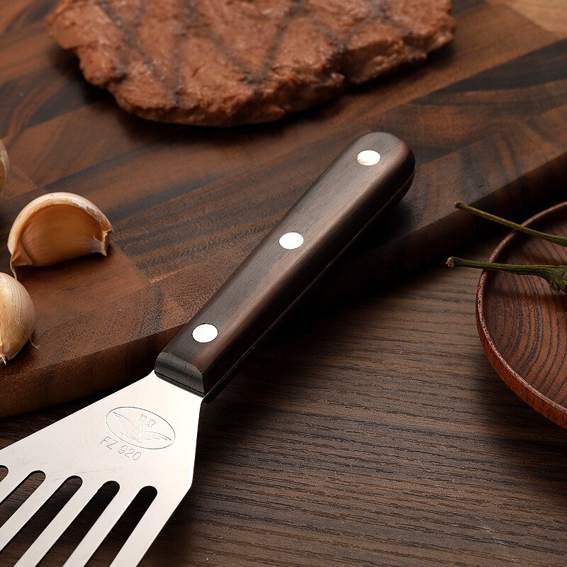 Stainless Steel Slotted Turner & Fish Spatula Steak Spatula with Wooden Plastic Handle Kitchen Tools Small Large Size