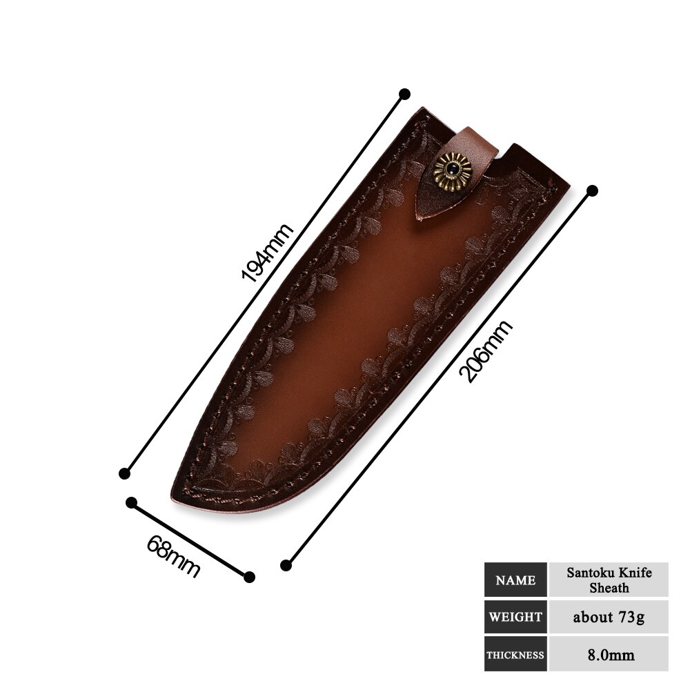 ZINZUO Kitchen Knife Edge Guards Case Leather Covers Sheath For Forged Butcher Boning Knife Blades Chef Knife Tied To Belt Tools: J.7 inch santoku
