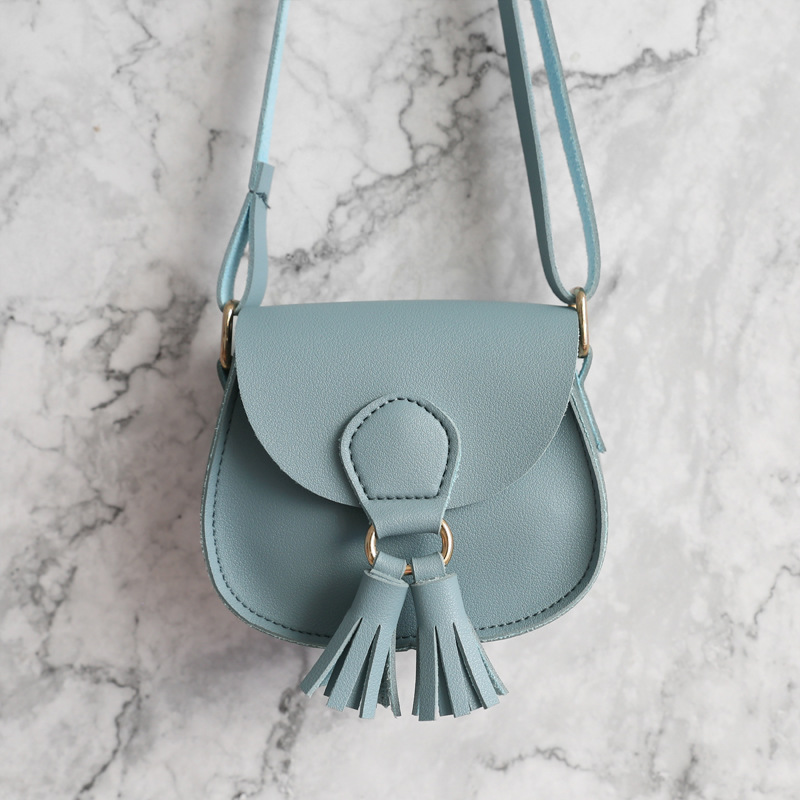 6 farver mærke børn piger lille skuldertaske børn sød pu læder talje taske crossbody håndtasker: Let bule