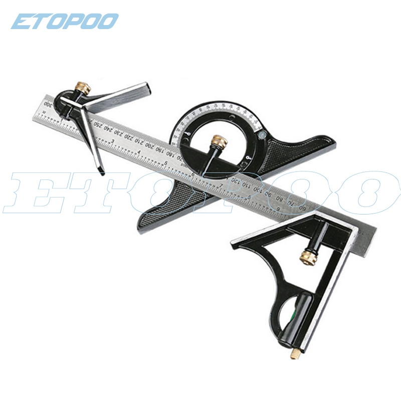 300mm Multi-functional Stainless Steel Combination Square Angle Ruler 45/90 Degree With Bubble Level Measuring tools