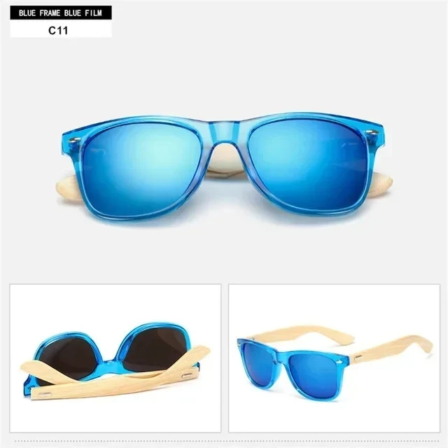 Gafas de sol de madera de 14 colores para hombres y mujeres, gafas de sol cuadradas de bambú para mujeres y hombres, gafas de sol con espejo retro de sol masculino 2025 hechas a mano: Oro
