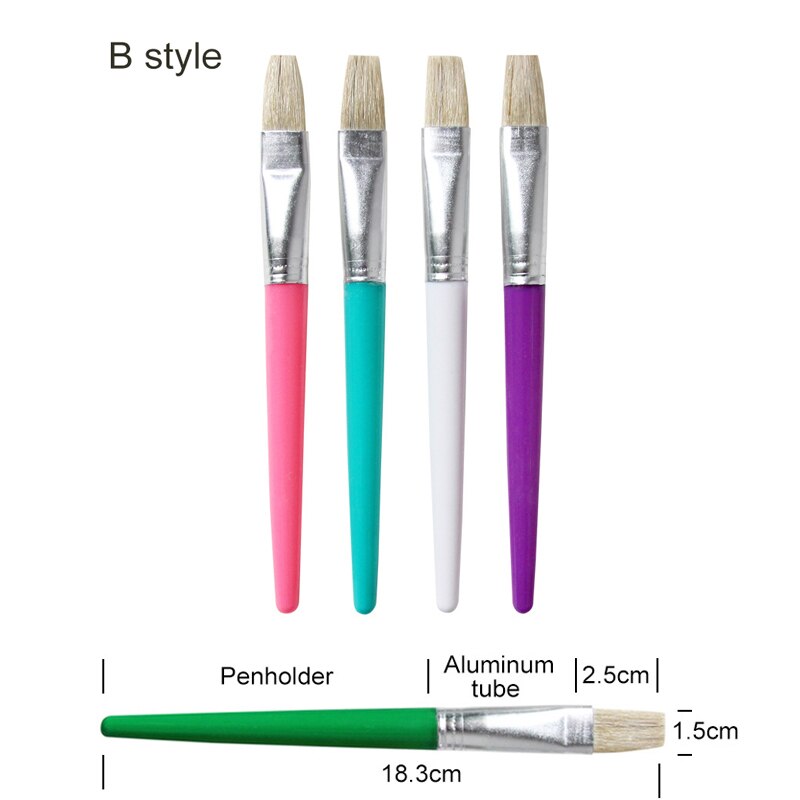 Pincel de pintura para artista, suministros de Arte de dibujo con mango de madera, tubo de aluminio, cerdas de cerdas, 4 Uds.