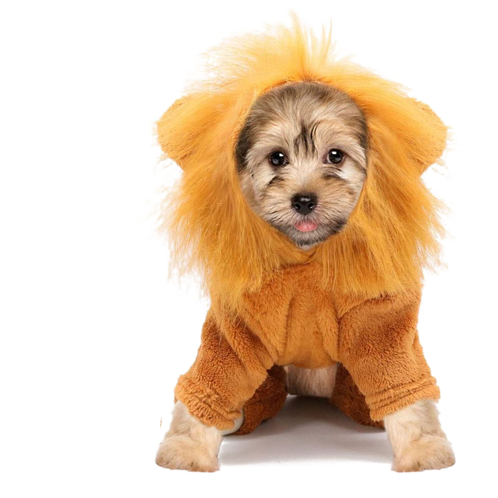 Dog Lion Costume with Lion Mane Cap Fancy Cartoon Christmas Halloween Costumes Pet Hoodie Jumpsuit for Role Playing