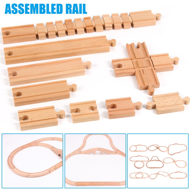 Wooden Train Track Accessories Railway Compatible with Wood Trains Wood Tracks Railway Toys for Kids AN88