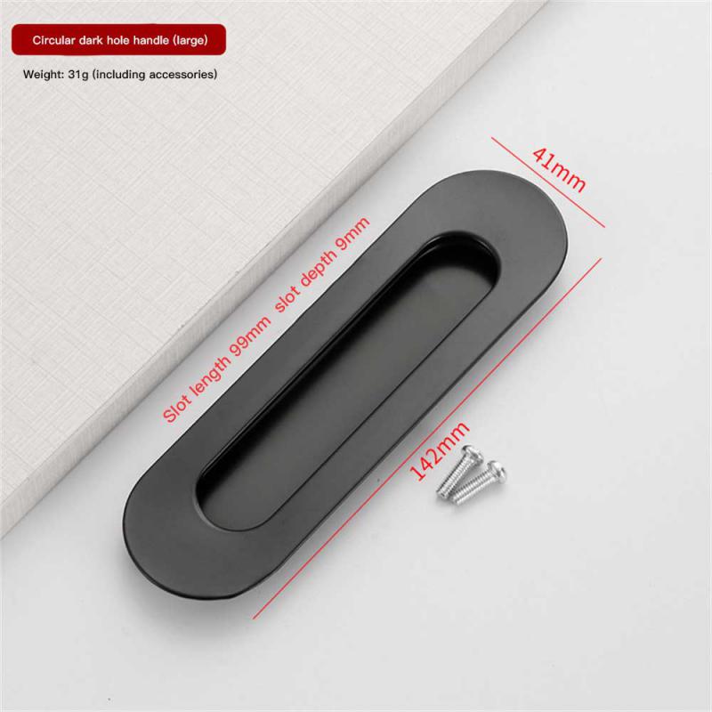 Manijas de puerta de aleación de Zinc, cubierta empotrada al ras, manija de gabinete de suelo, manija de muebles negra plateada, accesorios para el hogar: Níquel