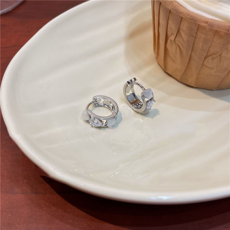 4Pcs/set Stainless Steel Aesthetic Zircon Crystal Hoop Earrings for Women Egirl Y2K Cool Daily Wear Jewelry Accessories: Antique Bronze Plated