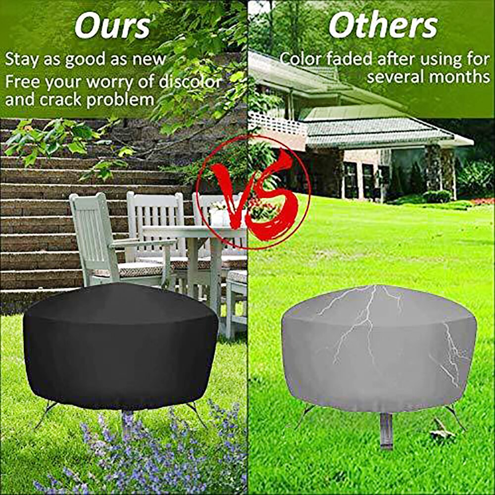 kitchen Fire Pit Cover Polyester Protective Case For Rain Frost Dirt Protection Outdoor Garden Yard Round Canopy Furniture Cover