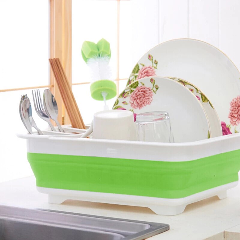 Escurridor de vajilla plegable portátil para el hogar, estante organizador de vajilla, soporte de almacenamiento para la cocina