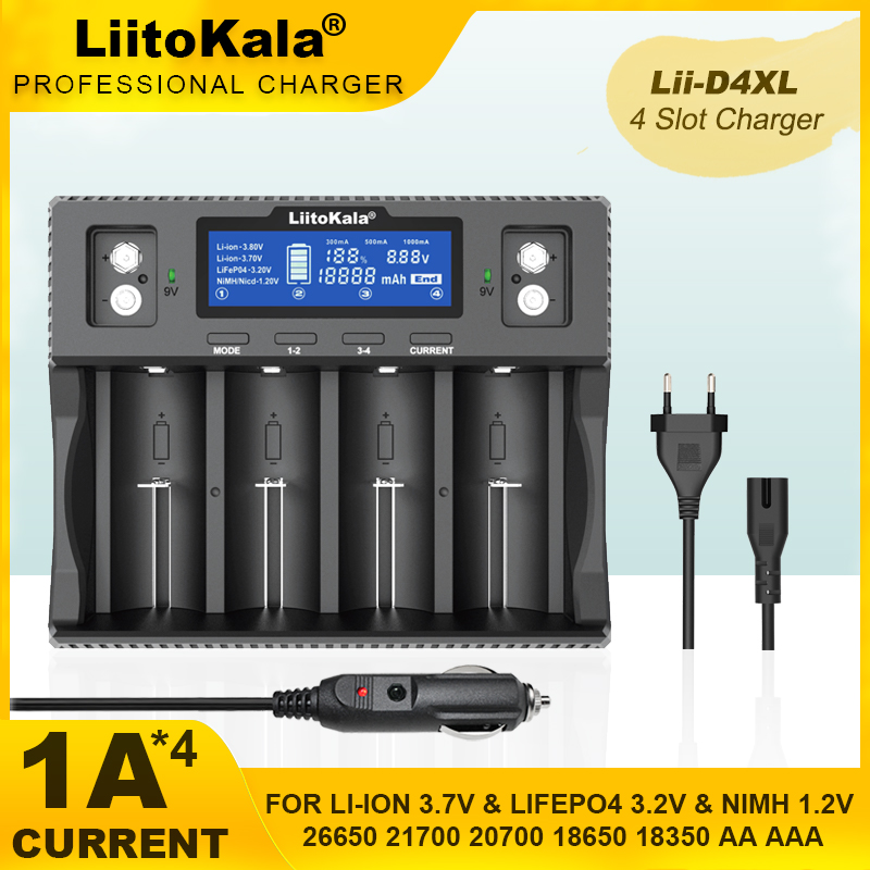 VeitoKala Lii-MP2 Lii-D4XL Lii-C2 18650 21700 Chargeur De Batterie Rechargeable Et Power Bank QC3.0 Entrée/Sortie Affichage Numérique: Black