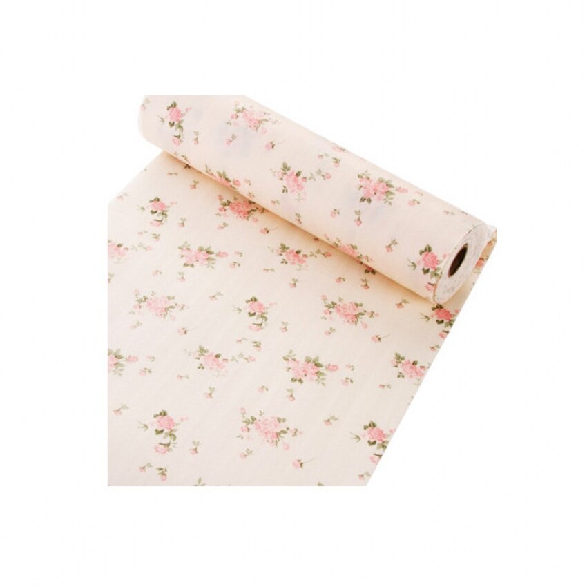 300Cm Reusable Table Drawer Mat Kitchen Shelf Liner Contact Paper Waterproof Drawer Paper PET Anti-oil Table Desk Decoration: pink rose