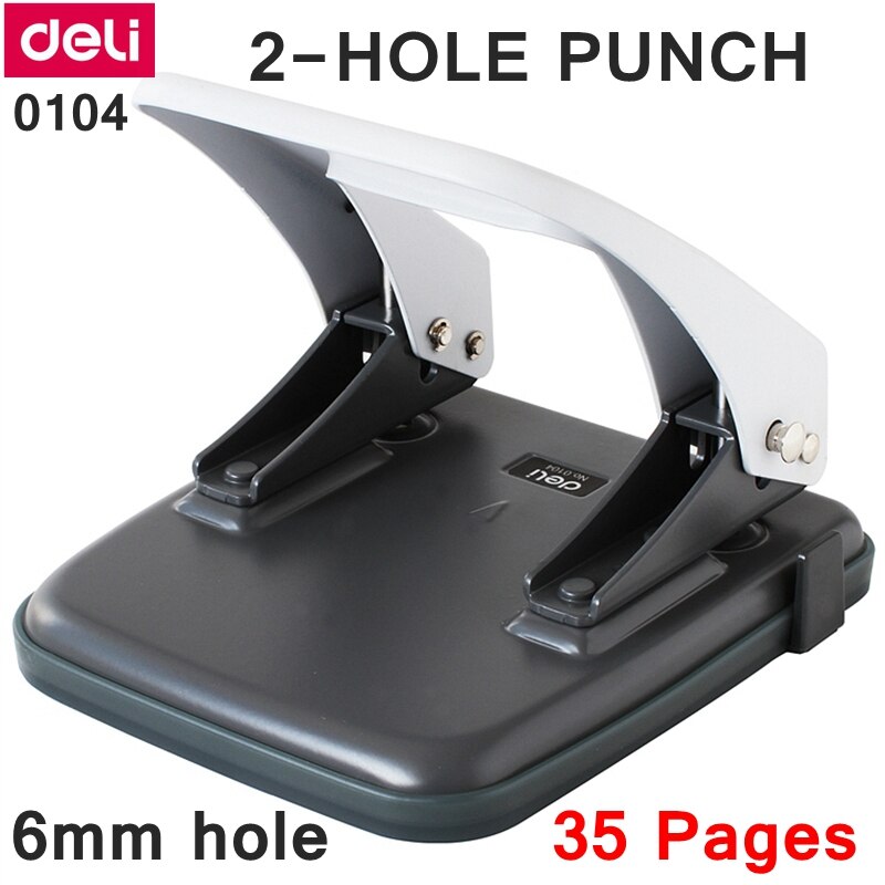 Deli 0104 Office Desk 6mm 2-Hole punch binding hole punch two holes distance 80mm punch papers capacity 35 pages 80g