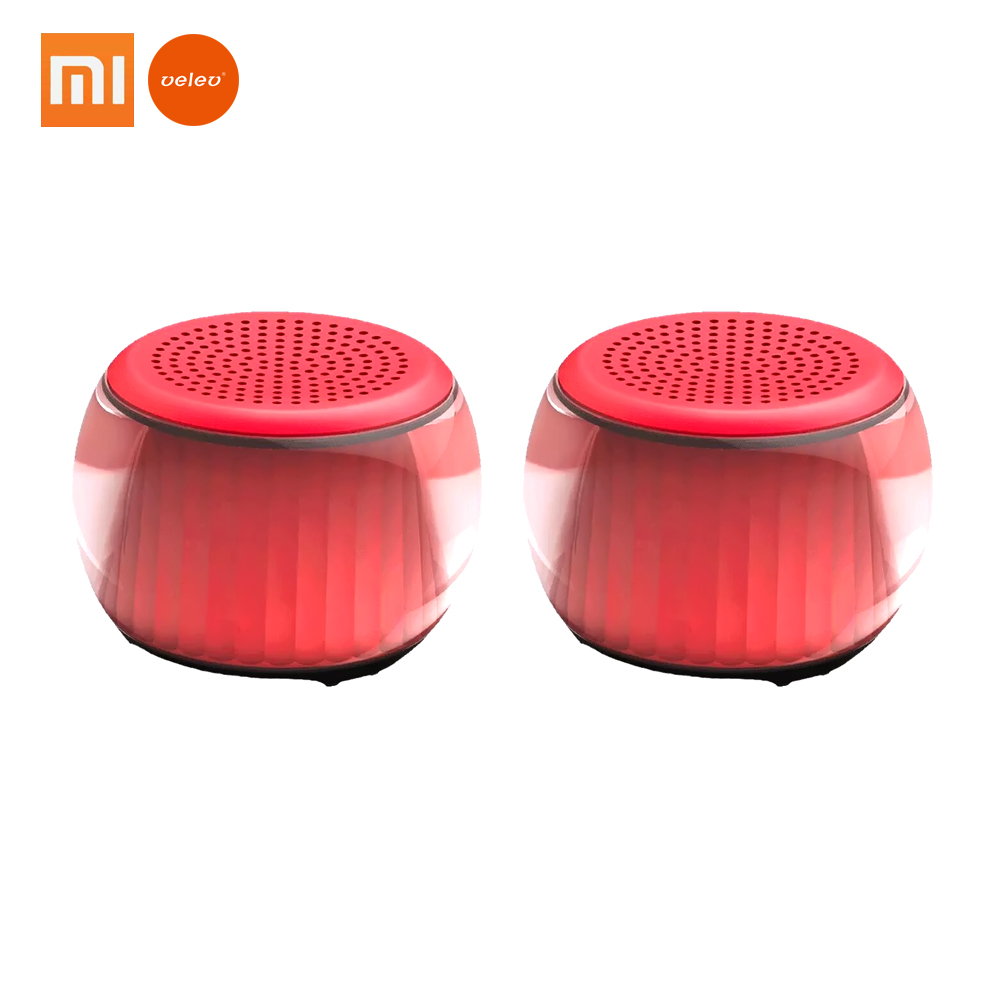 Xiaomi Velev TWS Lighting Bluetooth Speaker Interconnected Stereo BT5.0 LED Rhythm Lighting Music Player Sound Amplifier Speaker: A pair Red