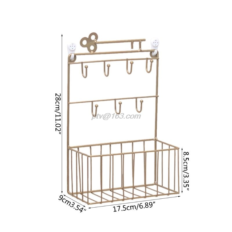 Wall Mounted Mail and Key Holder 7 Hook Rack Organizer Pocket and Letter Sorter for Entryway Kitchen Home Office Decor