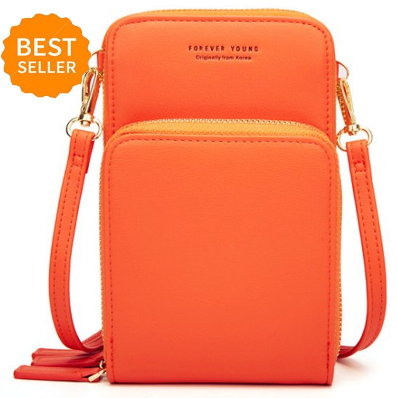 Bolso tipo bandolera para mujer, de , a la , para teléfono pequeño, bandolera, Mini bolsa para teléfono móvil: Naranja