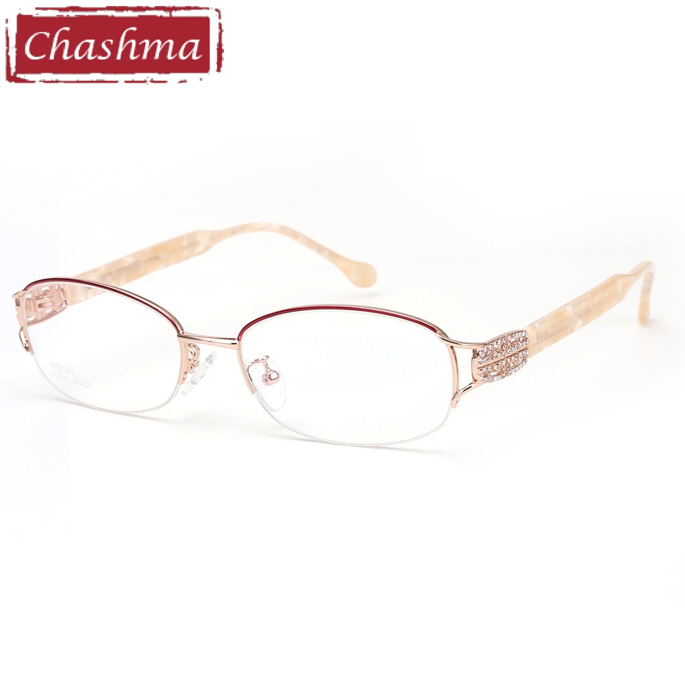 Chashma-Gafas ópticas con montura de titanio puro para mujer, Lentes ópticas de , montura de , Gafas ligeras con diamantes de imitación