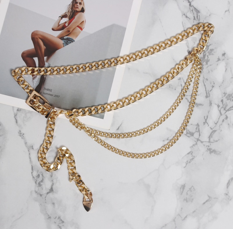 [Eam] Metalen Ketting Laag Spit Join Lange Cool Dunne Riem Persoonlijkheid Vrouwen Mode Tij Alle-Match lente Herfst