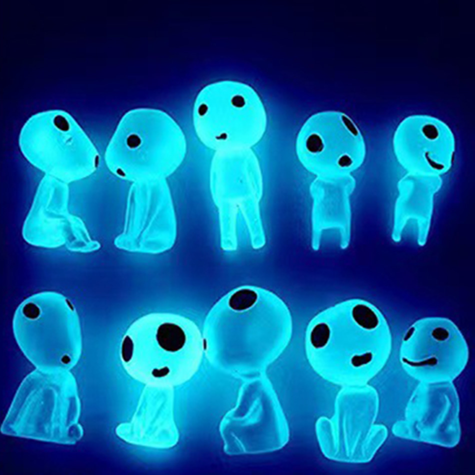 Minifiguras de elfos luminosos, decoración de pecera, Kodama, figuras que brillan en la oscuridad, microflores de jardín, adorno de paisaje en maceta, 10 Uds.: Blanco