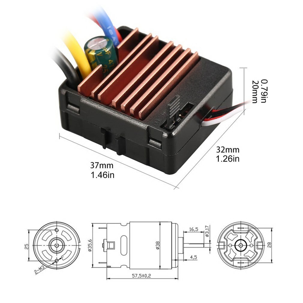 Surpasshobby 550 27T Brushed Motor + 60A Esc Met 5V/2A Bec Voor Hsp Hpi Kyosho Traxxas 1/10 Rc Crawler Off-Road Klimmen Auto