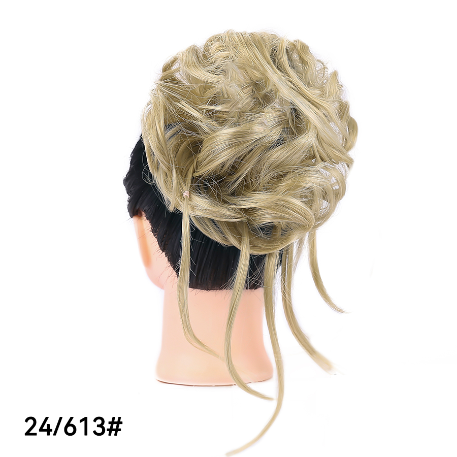 Messy Synthetic Hair Bun Scrunchy Donut Wavy Updo Elastic Scrunchie Hair Pieces Bridal Hairpiece Easy Bun Updos For Women Kids: P18/22