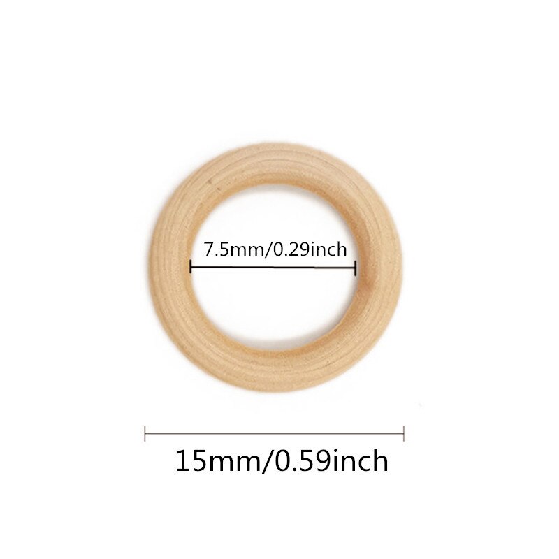 50 Pcs 15 Mm 0.59 "Beuken Houten Baby Tandjes Ringen Houten Baby Bijtringen Baby Accessoires Voor Baby Ketting Armband maken