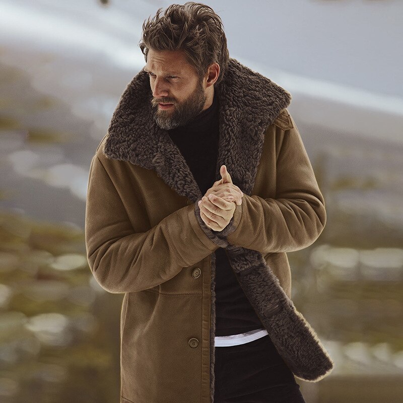Vinter mænd frakke mærke tøj fleece foret tyk varm ulden overfrakke herre uld blanding herre frakke plus størrelse presale: Brun / Xl
