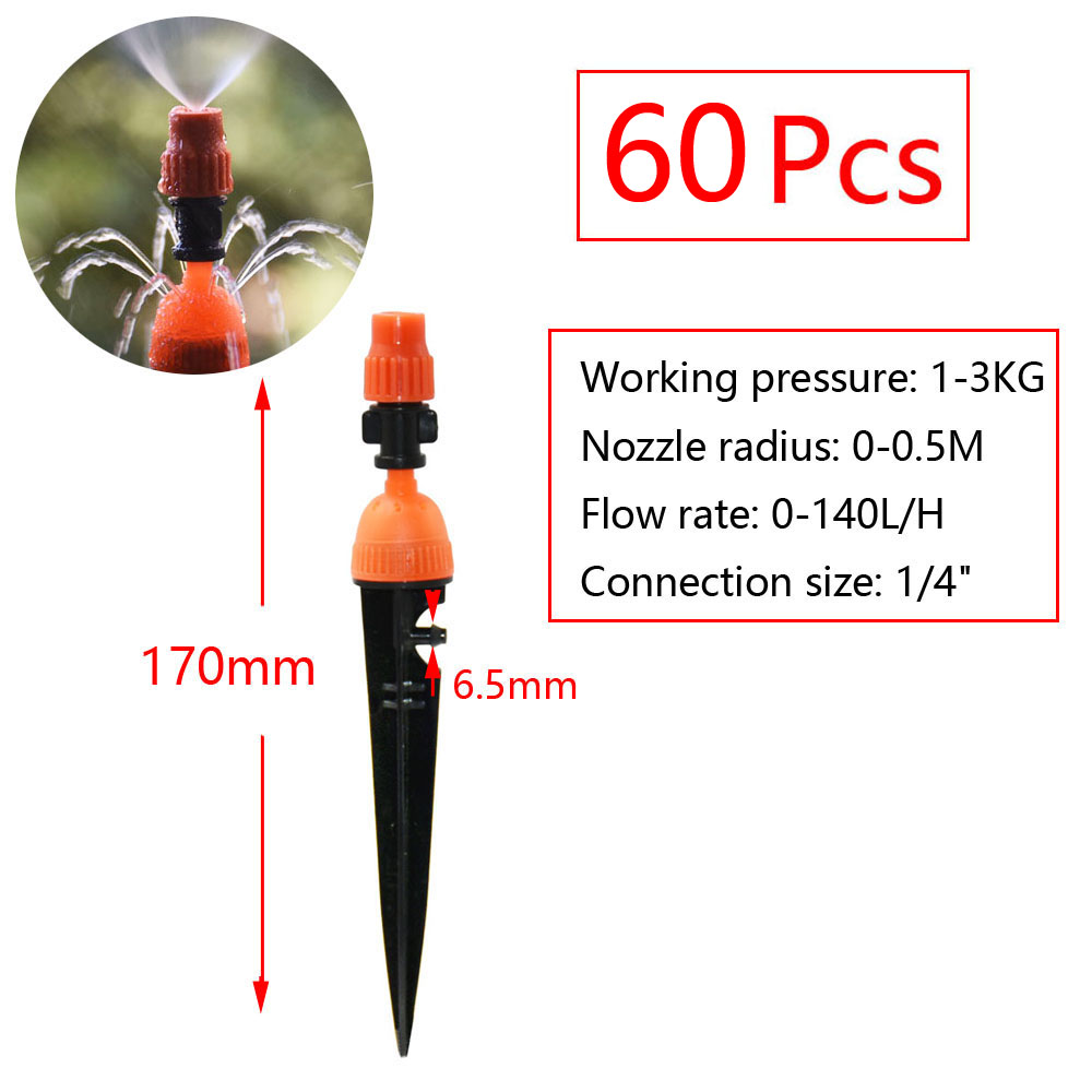 Gotero de riego ajustable de 90/180/360 grados, tierra de inserción, manguera de 4/7mm, riego de jardín, aspersor de vórtice giratorio de 13cm: N