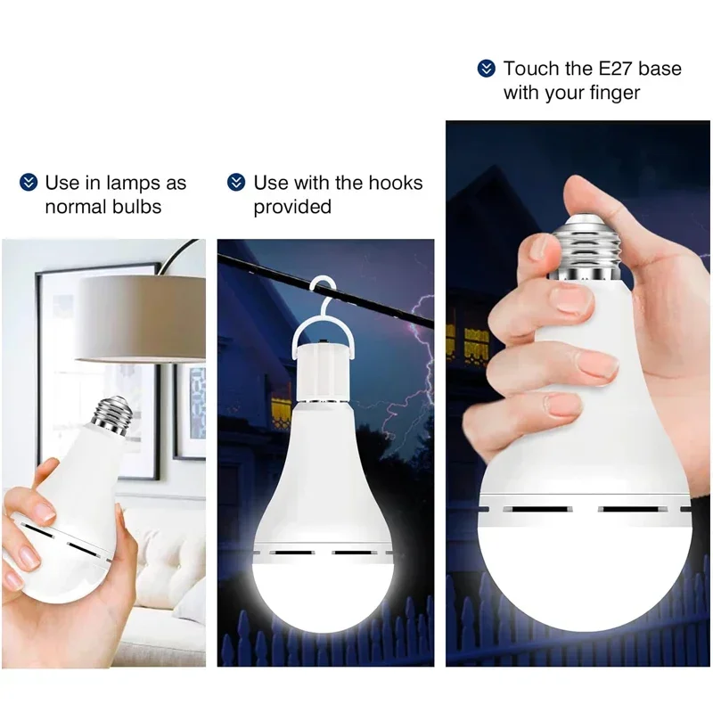 Uppladdningsbar led-lampa 7w 9w 12w 15w 85-265v nödlampa bärbar hängande campinglampa för tält hem strömavbrott veranda
