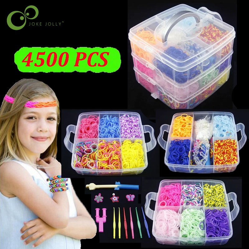 4500 stk gummibånd gør-det-selv-vævende værktøjskasse sæt elastisk silikone armbåndssæt børnelegetøj til børn piger