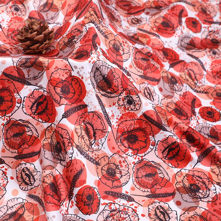 148cm width printed stretch fabric meter matt stretch satin fabric pajamas dress polyester spandex fabric cloth