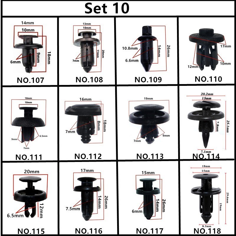 Til toyota tacoma mirai mark auto push-in skrue clips ekspansion plug-in snap nitte fastgørelse sæt 5mm 6mm 7mm 8mm 9mm 10mm hul