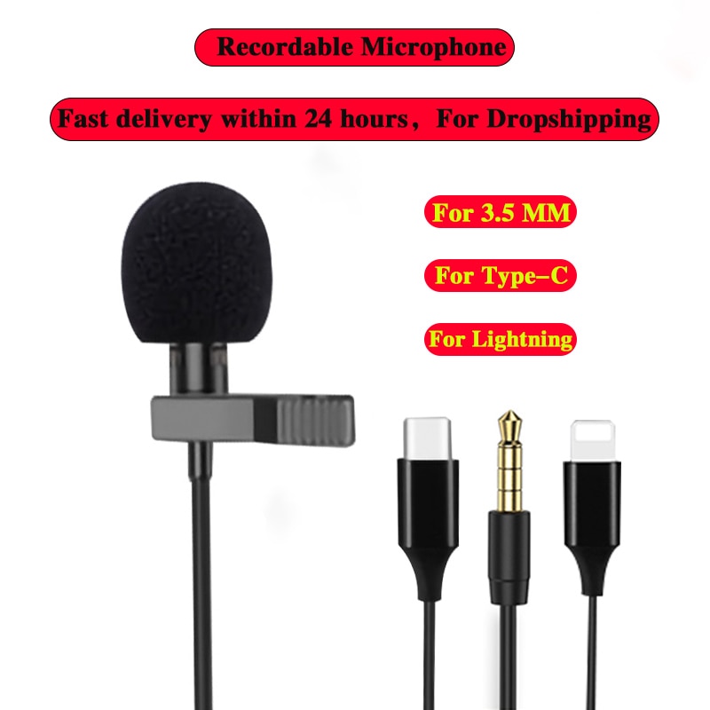 Omnidirectionele Microfoon Condensator Clip-On Revers Voor Ios Android Telefoon Tablet Opname Microfono Condensador Mikrofon Колонка
