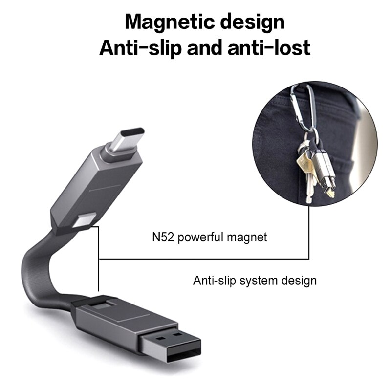 Tevens Verantwoordelijk 6 Cabel Adapter Data Transfer Power Lading Voor Usb Naar USB-C Type-C Lightning Micro Usb Magnetic Sleutelhanger converter