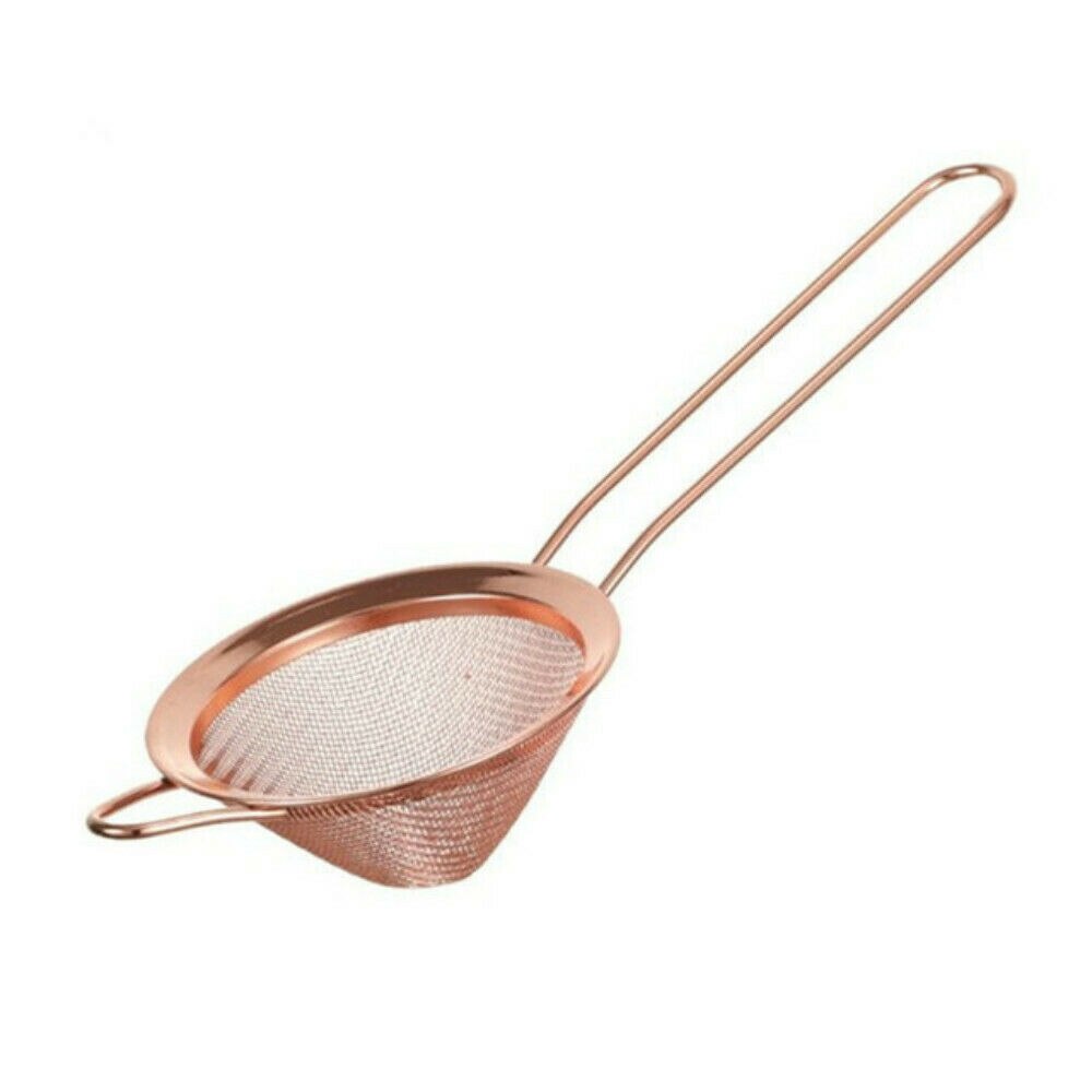 Stainless Steel Cocktail Strainer Fine Mesh Colander Sieve Tea Coffee Strainers Durable Home Drink Strainer With Handle Bar Tool: Rose Gold