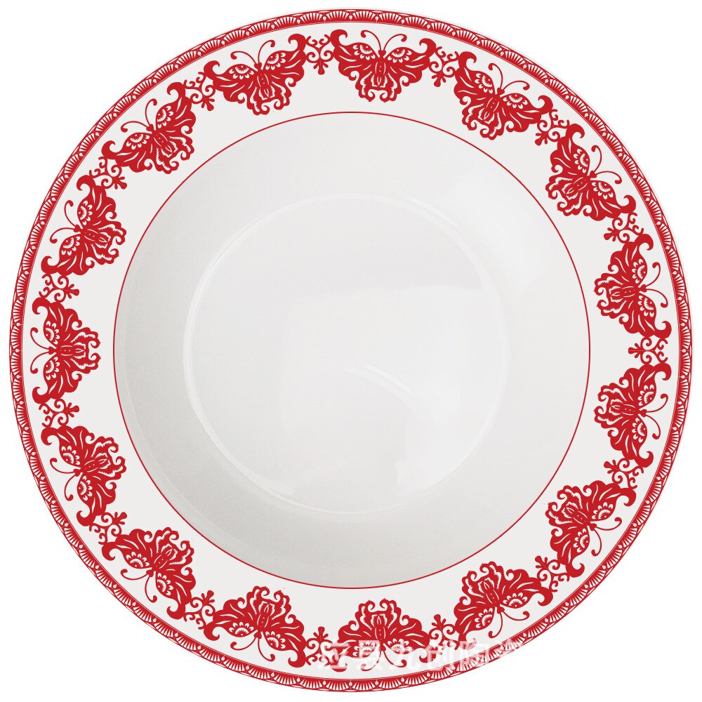 Chinese-style paper-cut bone China flat plate West... – Grandado