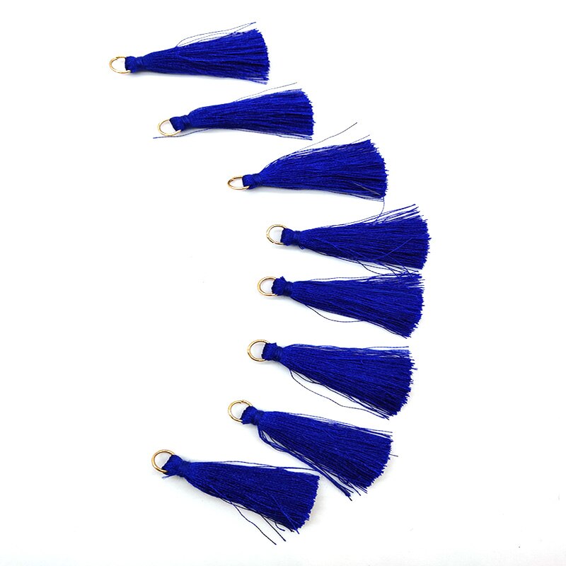 10 Pcs Silky Handmade Soft Craft Mini Tassels with Loops for Jewelry Making, DIY Projects, Bookmarks Accessories: Sapphire