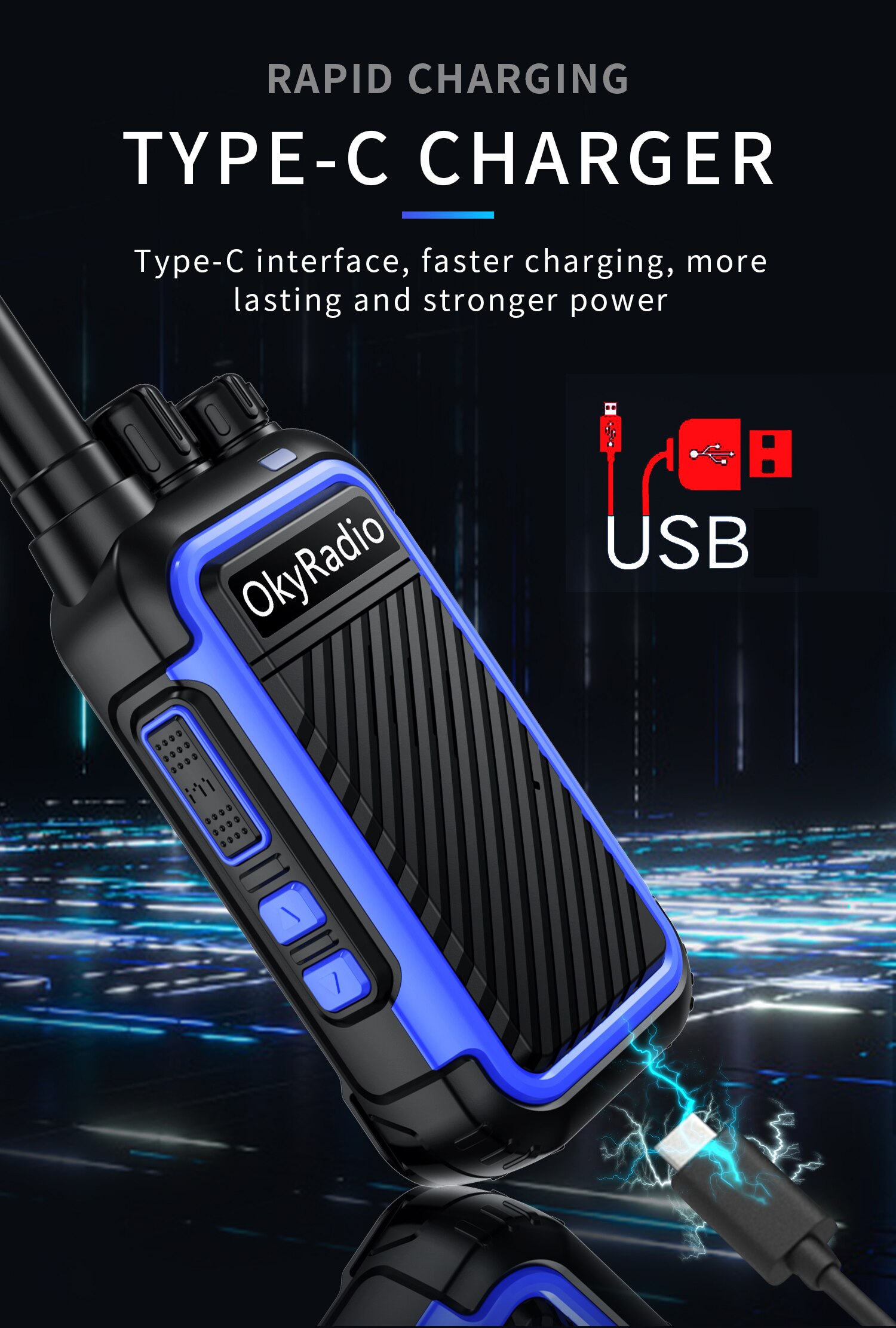 4800mah okyRadio 5w interfaccia portatile impermeabile tipo c walkie-talkie 6km distanza di chiamata adatta per tour all&#39;aperto a guida automatica