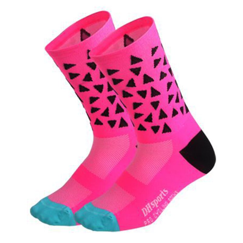 Bicycle Cycling Socks Breathable MTB Road Bike Men Women Stocking Durable Summer Coolmax Riding Socks 39-46 BC0362: Pink
