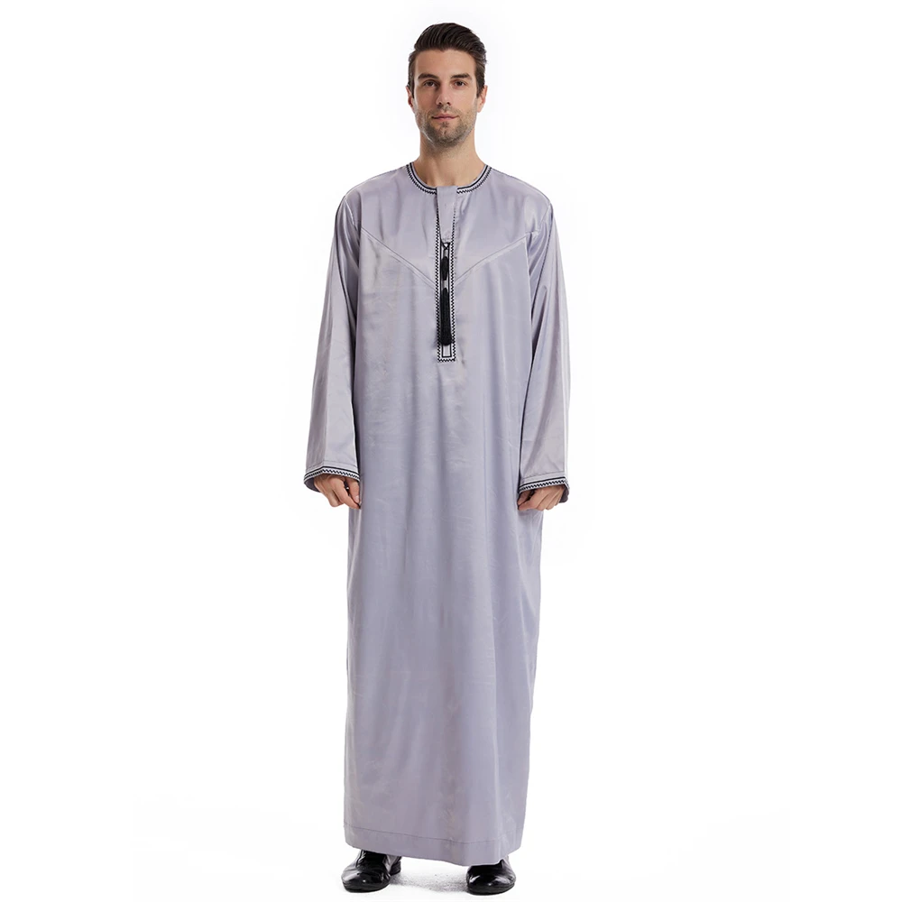 Saudi Arabische gewaad mannen moslim jurk kwastje Abaya Dubai Kaftan islamitische kleding Eid Djellaba Ramadan Jubba Thobe Daffah Dishdasha: XXXL / Oranje