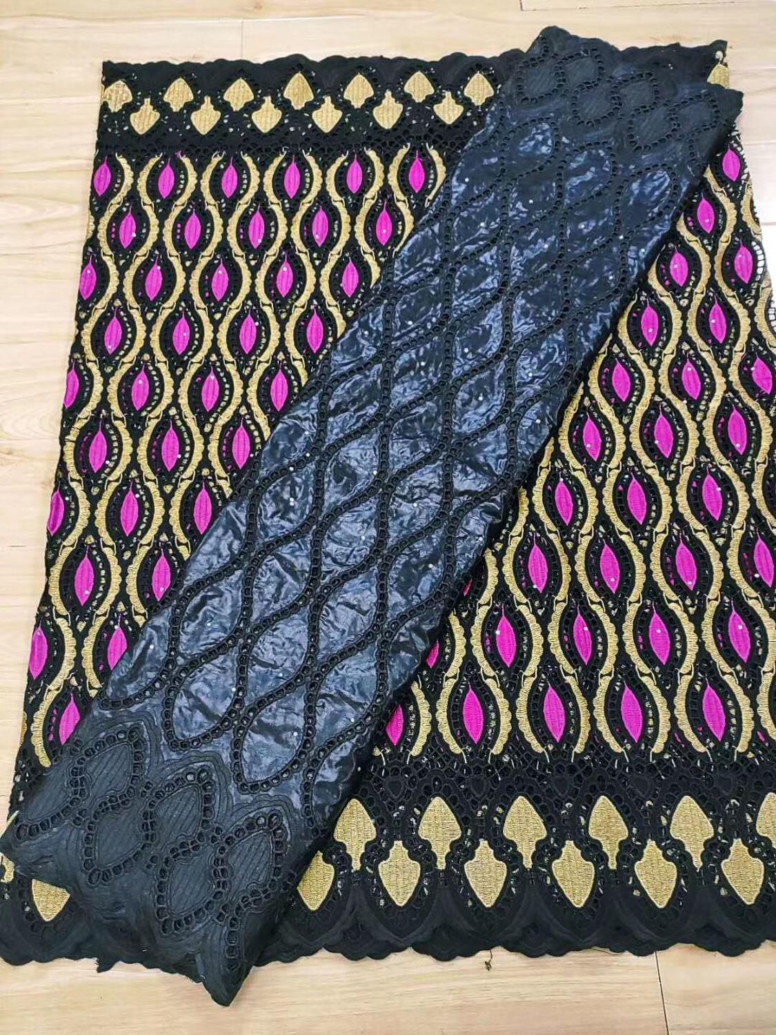 2.5 y tissus en dentelle suisse,  +2.5 y bazin brode riche broderie africaine, 100%  tissus en coton, voile suisse en dentelle populaire de style dubaï: 5