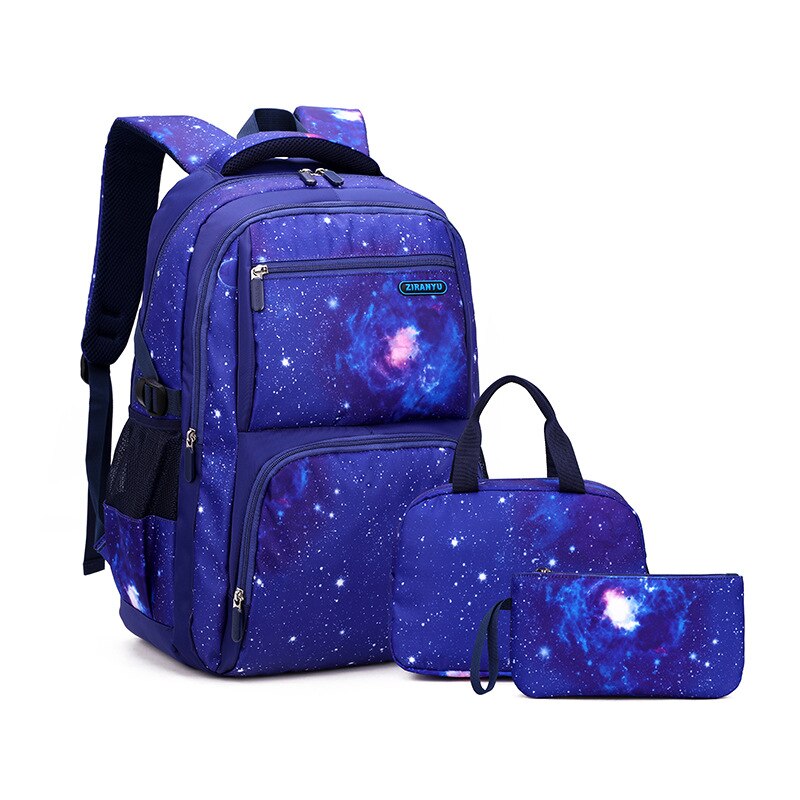 Boys Backpacks 3 Pieces Sets School Bags Large Size Bag For Teenagers Children Knapsack Big Boy Backpack Middle School Students: 3pcs sky