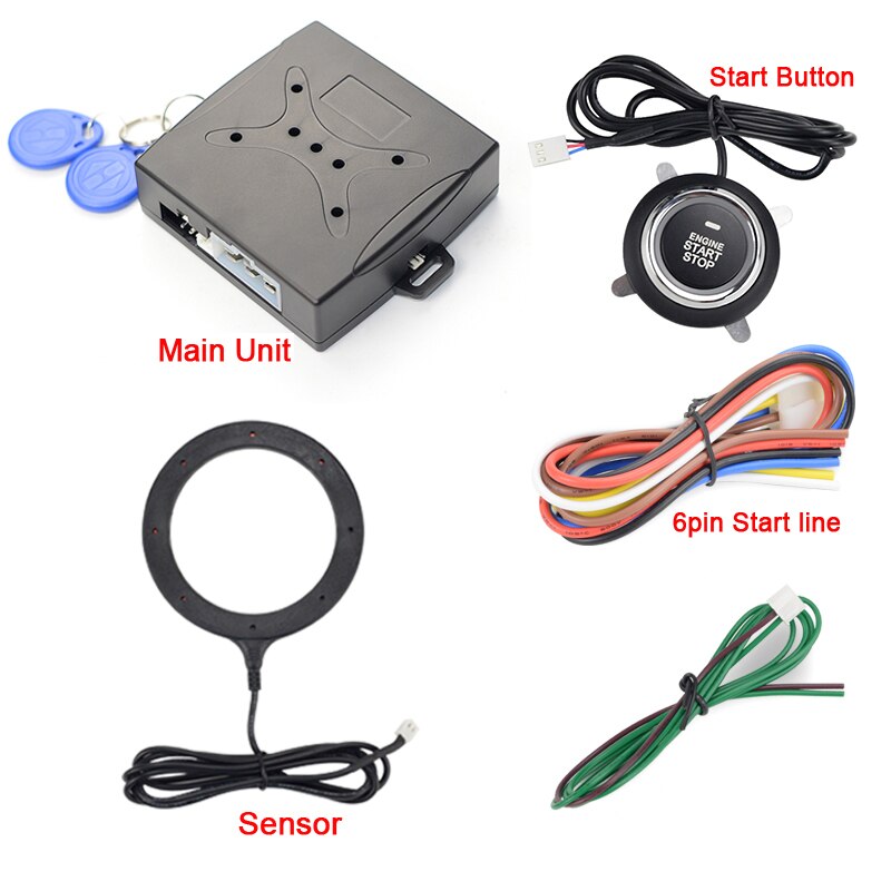12v one START STOP button engine starter Keyless Entry with RFID Lock car start system autostart: Model 1