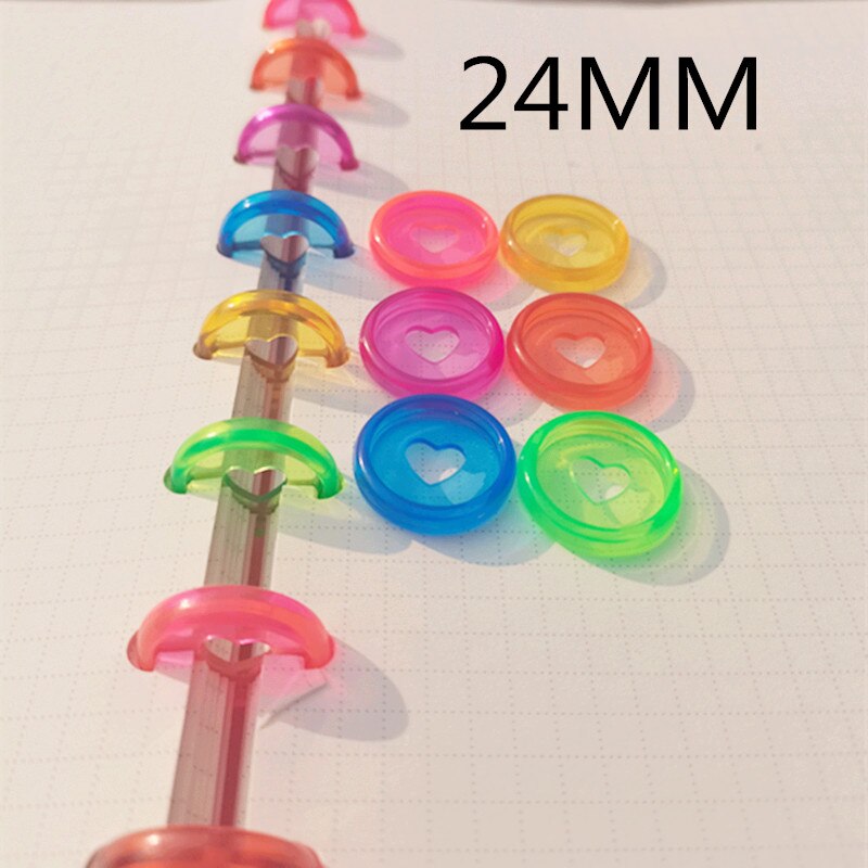 Anillos de encuadernación de plástico, botón de encuadernación de hojas sueltas de amor, Agujero De Seta, bricolaje, botón de encuadernación de anillo de libro de hojas sueltas, 30pcs24mm