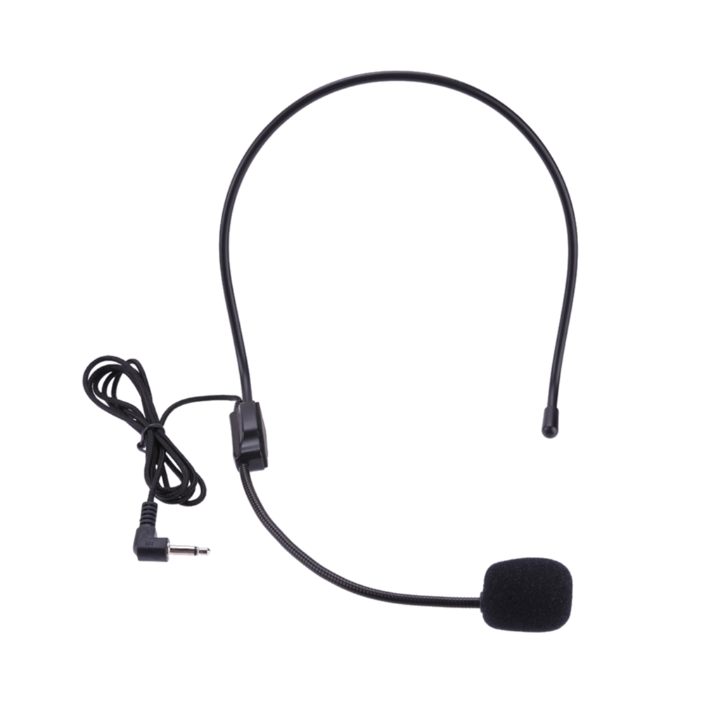 3.5mm- pluggs hodetelefon for guideforelesning, tale, mikrofon, hodemontert, hodebæremikrofon, stemmeforsterker, lettvekts over hodet for lærere: Svart
