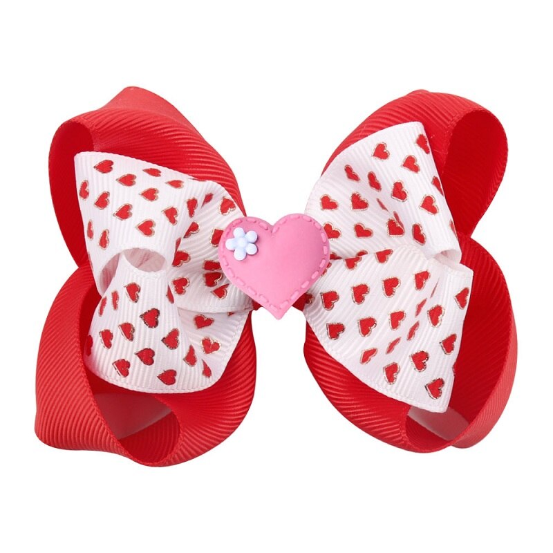 2022 1 Pcs Sweet Heart Valentine Day Hair Bows Popular Cheer Bows For Girls: Silver
